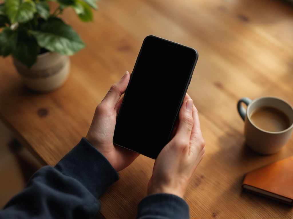 Hands resting near a phone on a wooden counter, the quiet moment before the first call